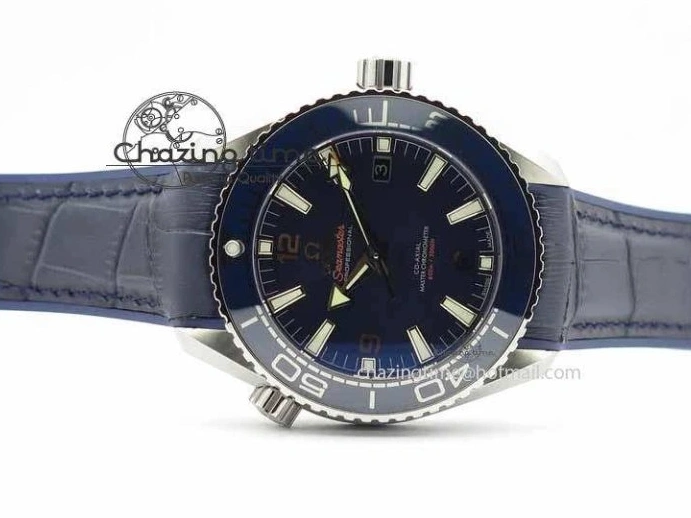 0320 Planet Ocean 2016 43.5mm SS OM 1:1 Best Edition Blue Dial On Blue Leather Strap A Sophisticated 8165